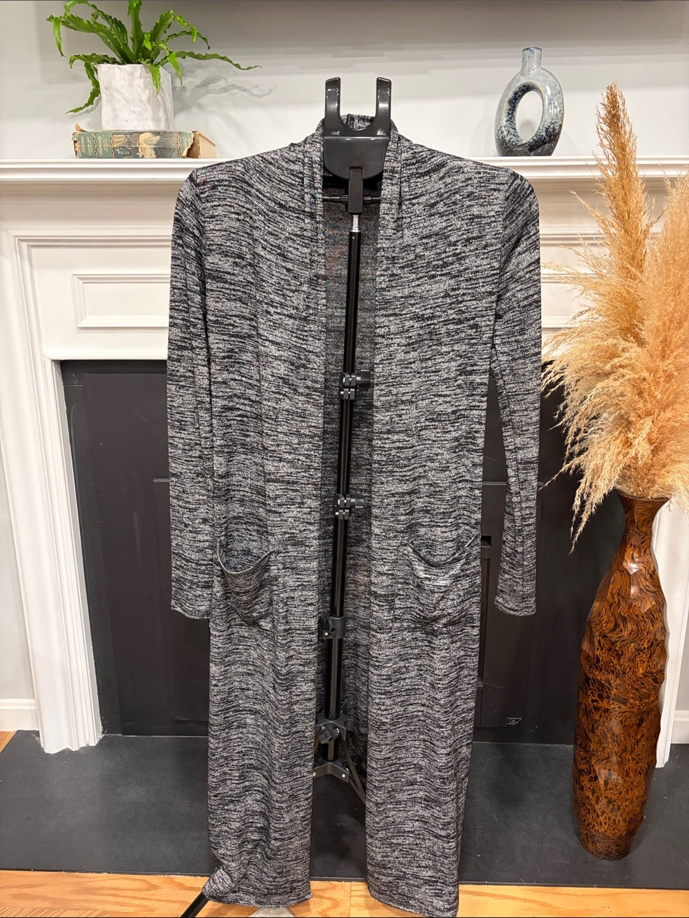 White House Black Market Long Open-Front Cardigan - Heather Gray
